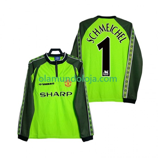Camisola Manchester United SCHMEICHEL 1 2000 Guarda-redes Retro Homem Equipamento Primeiro 1998 Manga Comprida